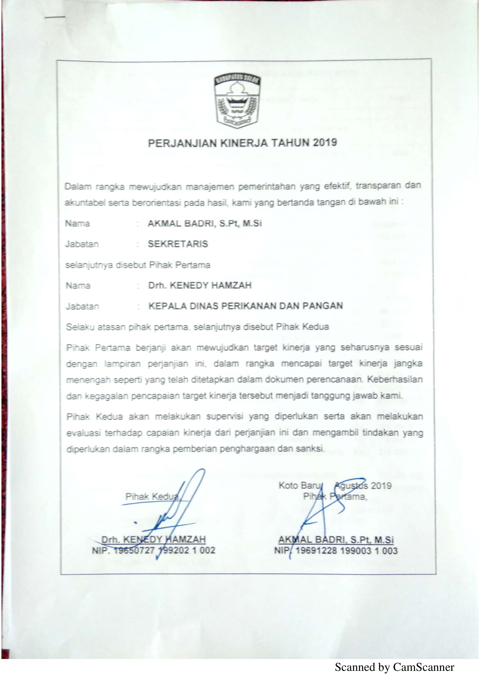 Perjanjian Kinerja DPP 4