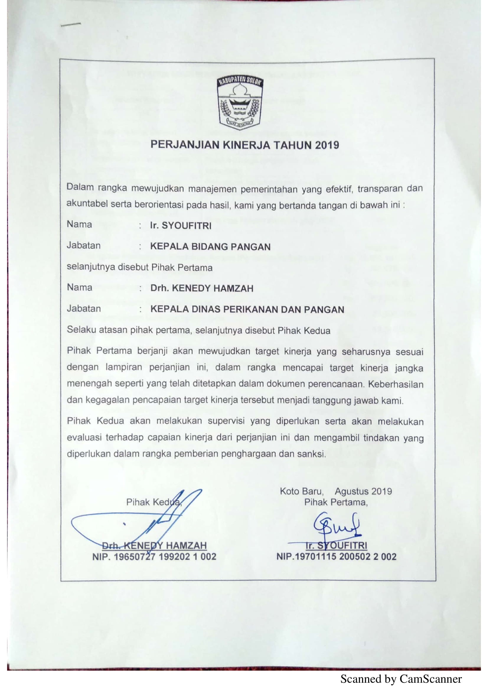 Perjanjian Kinerja DPP 8