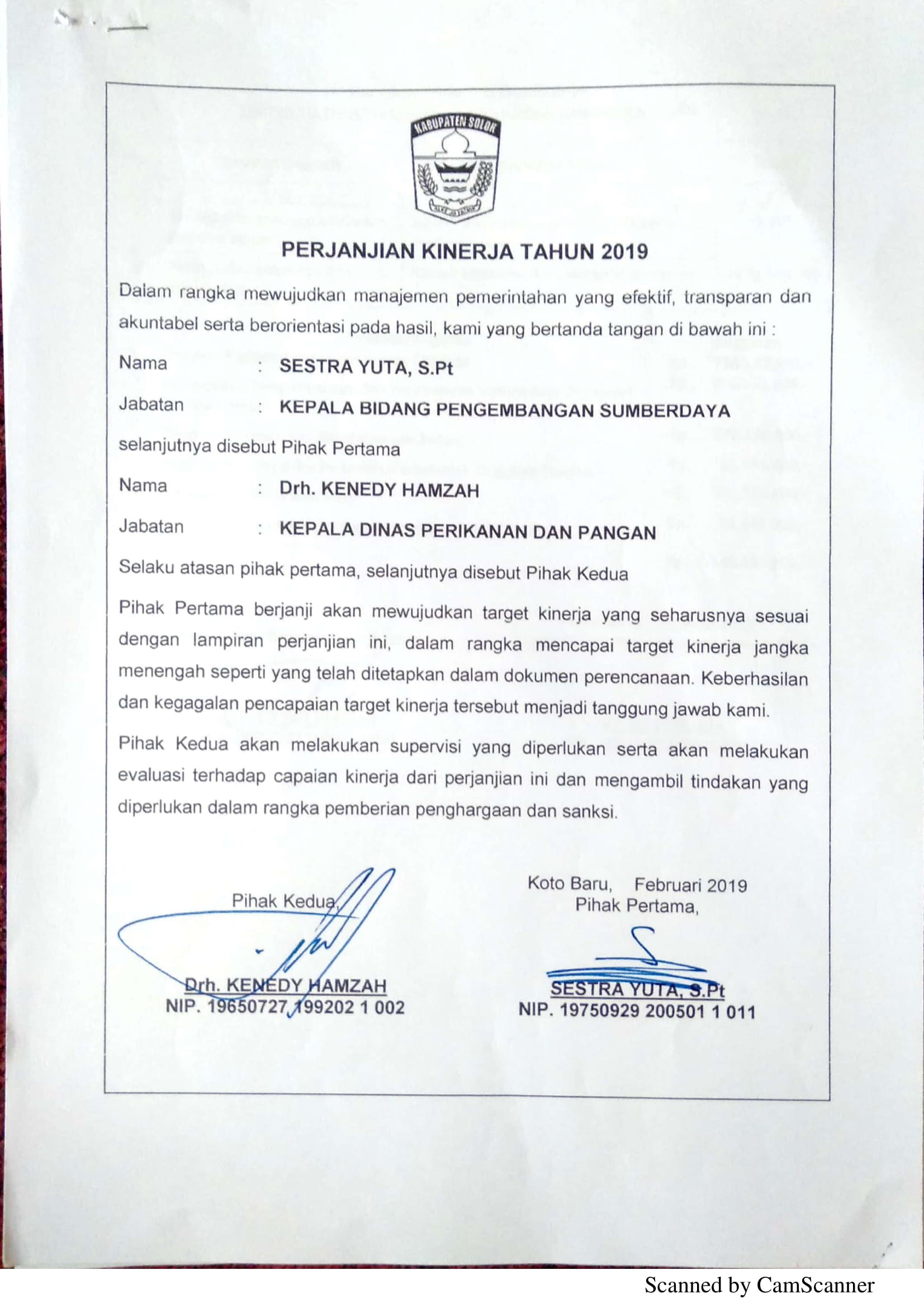 Perjanjian Kinerja DPP 10