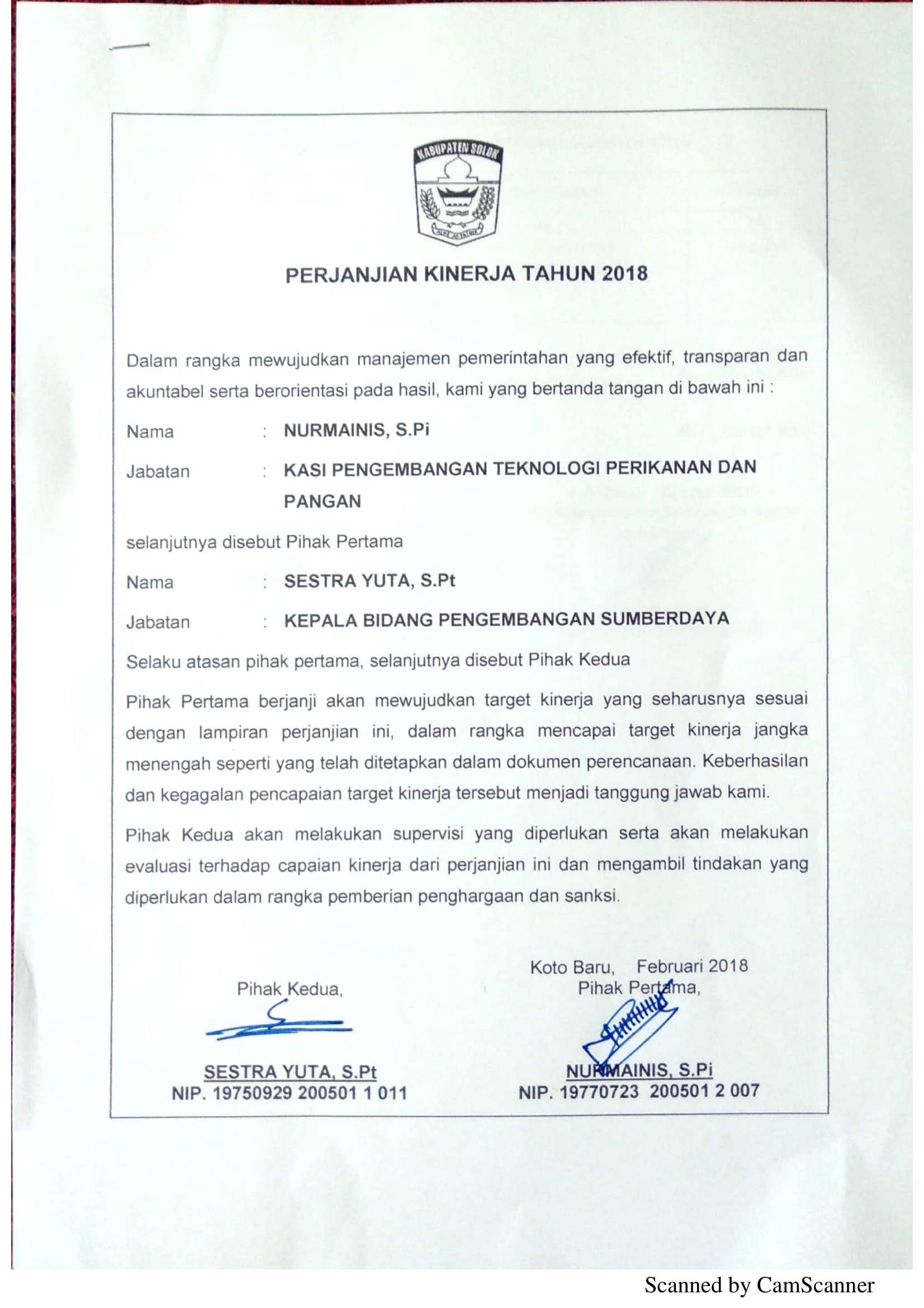 Perjanjian Kinerja DPP 21