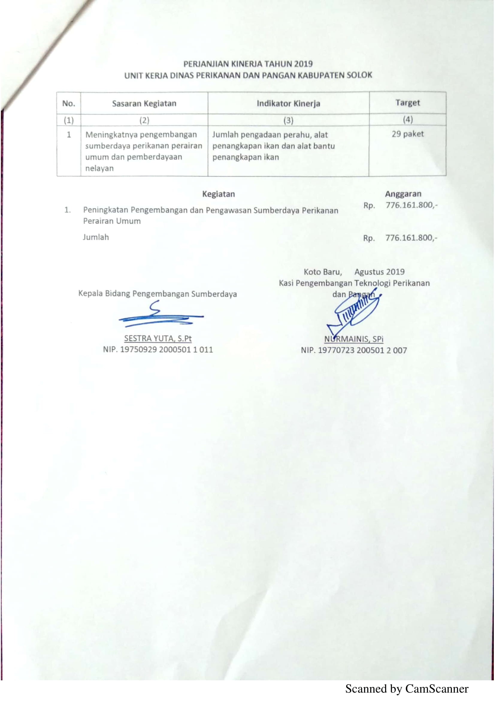 Perjanjian Kinerja DPP 22