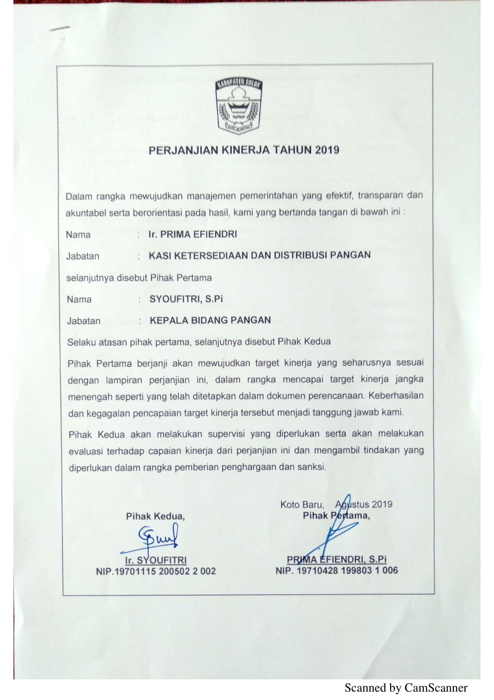 Perjanjian Kinerja DPP 34