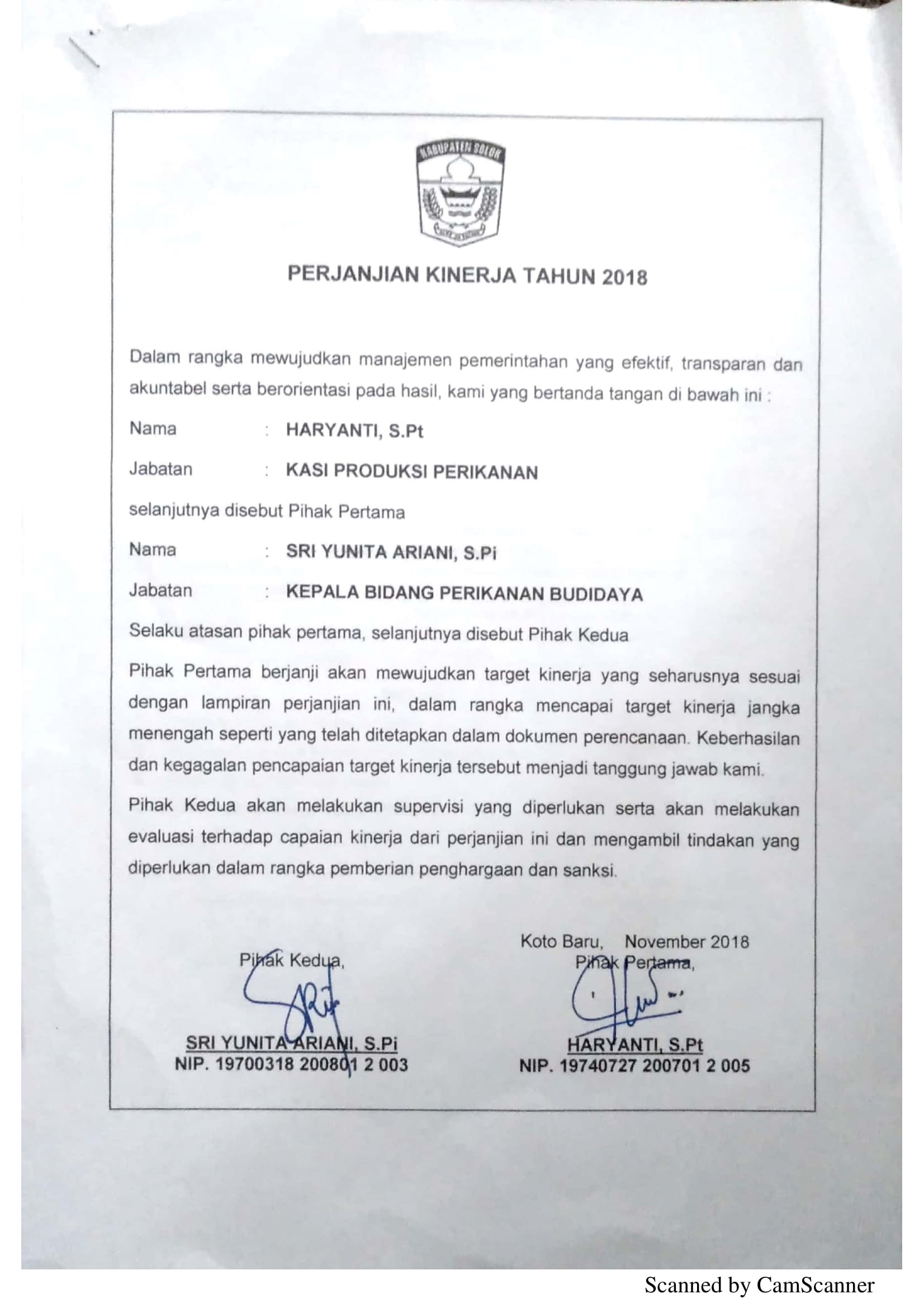 Perjanjian Kerja DPP 33